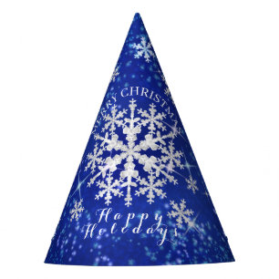 Snow Flakes Blue White Party Hat
