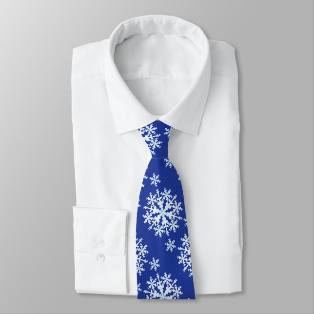 Snow Flakes Blue  White Tie (Tied)