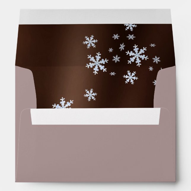Snow Flakes Brown Invitation Card Envelope (Back (Bottom))