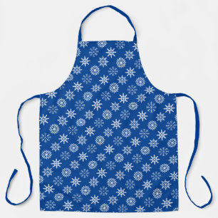 Snow Flakes Christmas Holiday Blue & White Apron