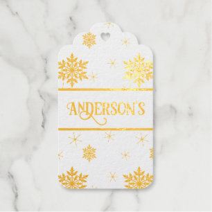 Snow Flakes   Custom Family Name  Gift Tags