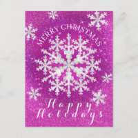 Snow Flakes Magenta White
