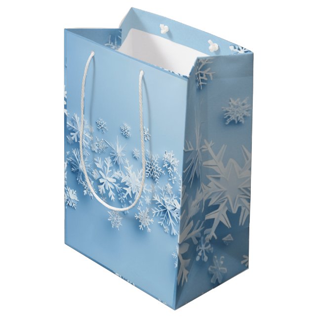 Snow Flakes  Medium Gift Bag (Back Angled)