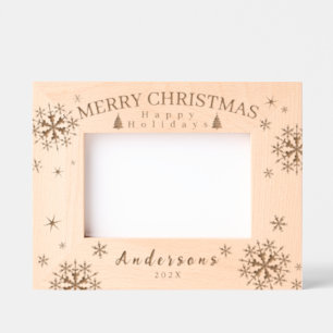 Snow Flakes Merry Christmas Etched Frames