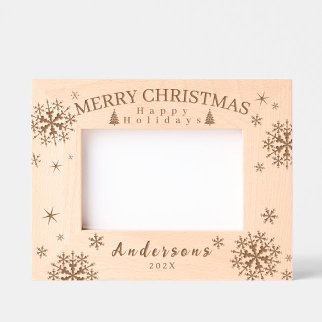 Snow Flakes Merry Christmas Etched Frames (Front)