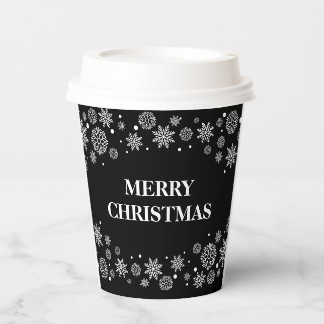 snow flakes Merry Christmas Paper Cups  (Front)