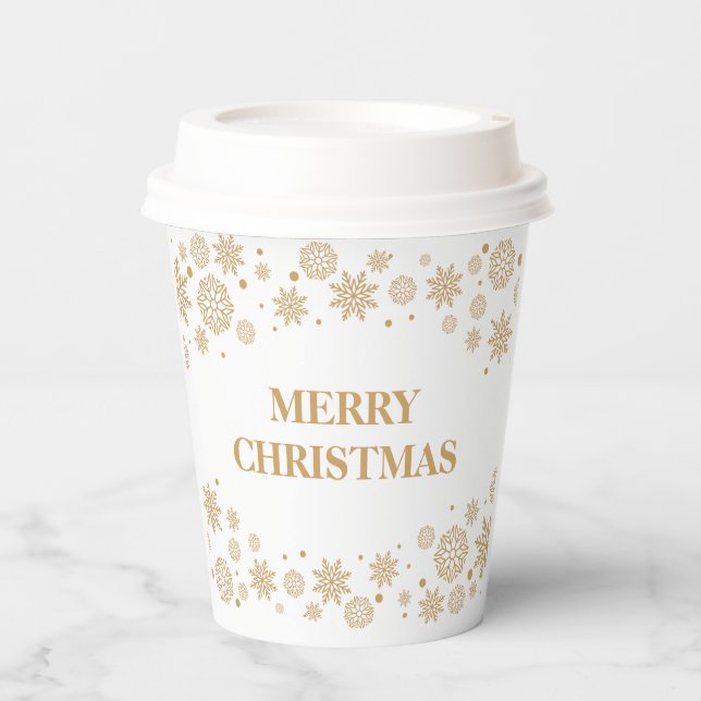 snow flakes Merry Christmas Paper Cups  (Front)