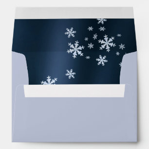 Snow Flakes Navy Invitation Card Envelope