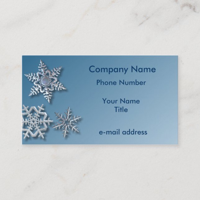 Snow Flakes on Blue Gradient Business Card (Front)