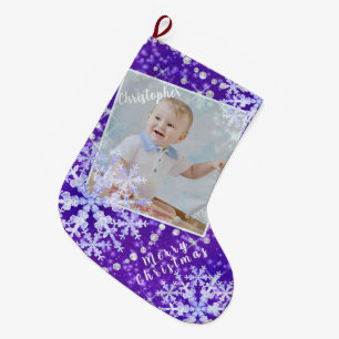 Snow Flakes Purple Large Christmas Stocking
