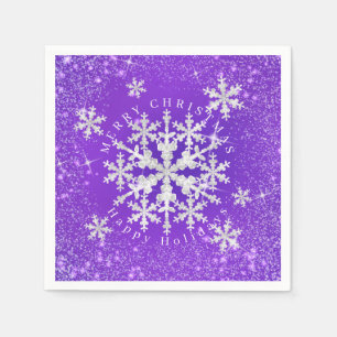 Snow Flakes Purple White Napkin