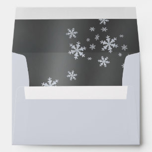 Snow Flakes Silver Invitation Card Envelope