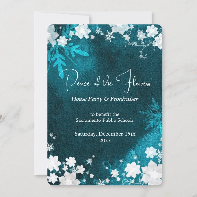 Snow Flowers Winter Fundraiser Event Invitation (Front)