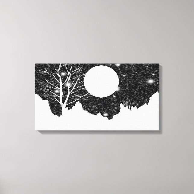 Snow flurry on a moonlit night  Wrapped Canvas (Front)