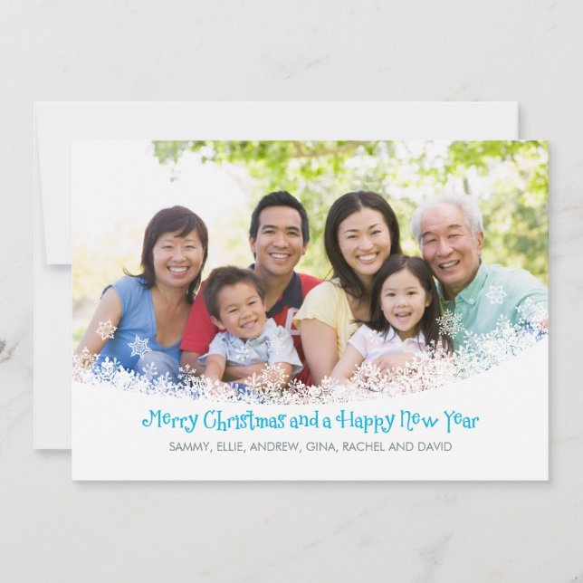 Snow Flurry Photo Holiday Card (Front)