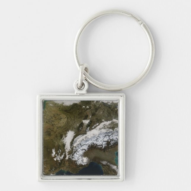 Snow, fog, and low clouds in western Europe Key Ring (Front)
