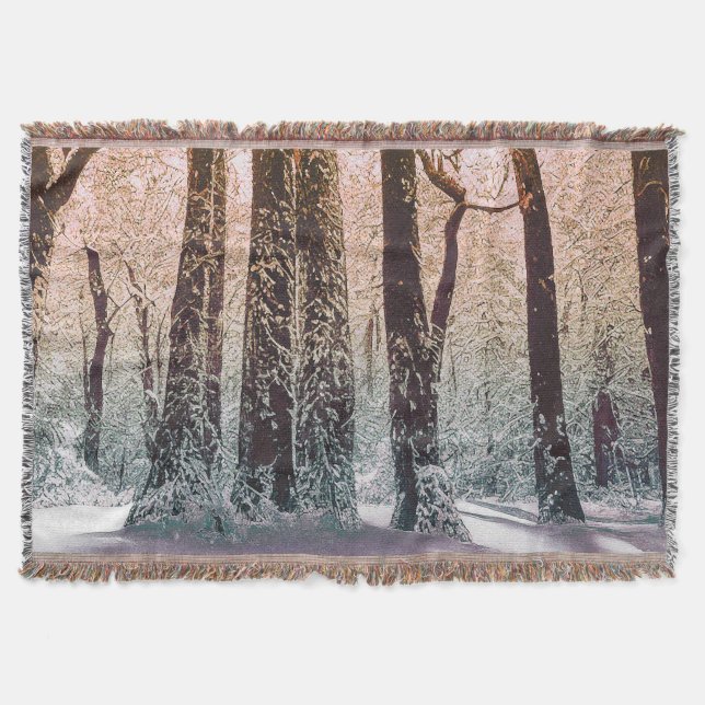  SNOW FOREST NATURE THROW BLANKET (Front)