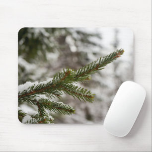 Snow Forest Pine Branch Solitude Mouse Pad