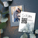 Snow Forest Winter Wedding Website QR Code Enclosure Card<br><div class="desc">Winter wedding website enclosure card with custom QR Code and your photo. Design features watercolor winter snow forest and delicate leaves in a colour palette of dusty blue, slate blue, blue grey and white. It is personalised in modern handwritten lettering and classic elegant typography. Perfect for winter season, holiday wedding...</div>