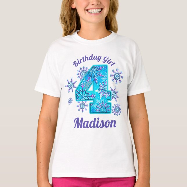 Snow Fourth Birthday frozen  Shirt (Front)