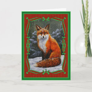 Snow Fox Festive Holiday Red Card