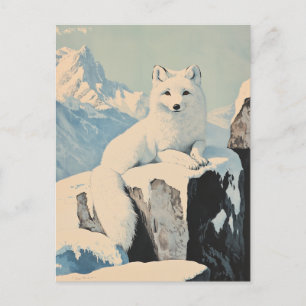 Snow fox vintage postcard