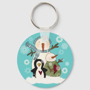 Snow Friends Holiday T-shirts and Gifts Key Ring