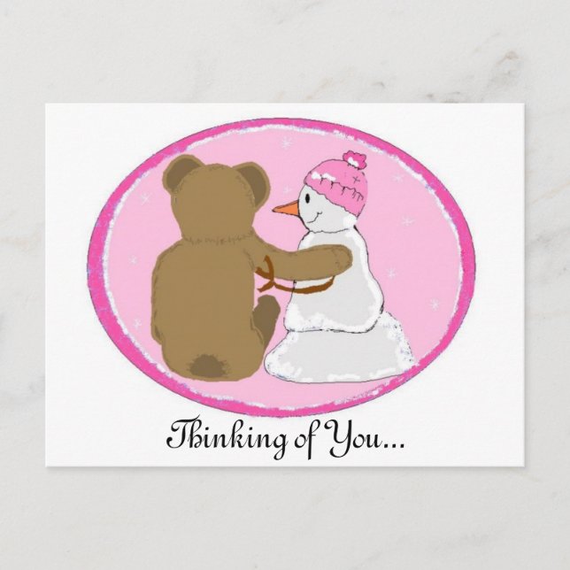 Snow Friends Thinking of You Postcard (Front)