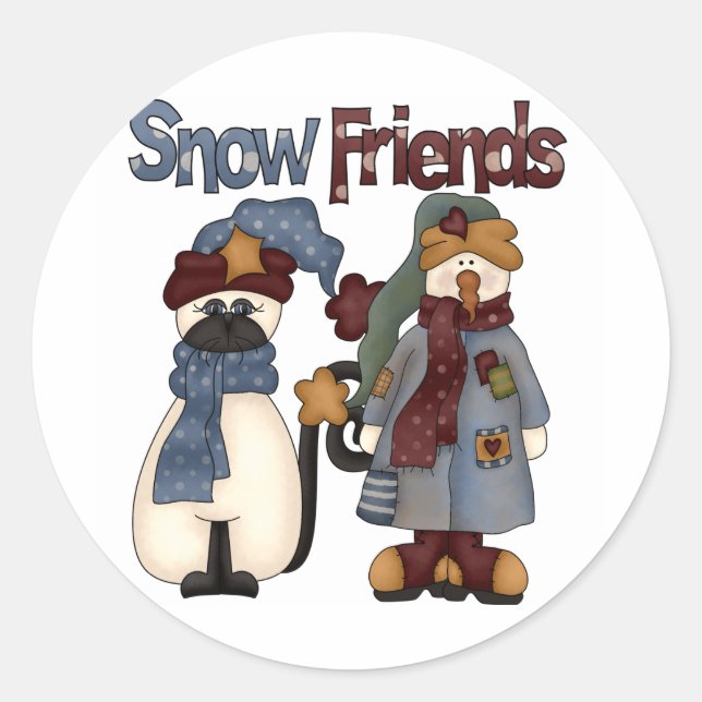 Snow Friends Tshirts and Gifts Classic Round Sticker (Front)