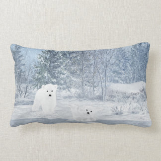 Snow Fun - Polar Bear Cubs, Lumbar Cushion