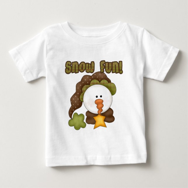 Snow  Fun Snowman Prim Country Baby T-Shirt (Front)