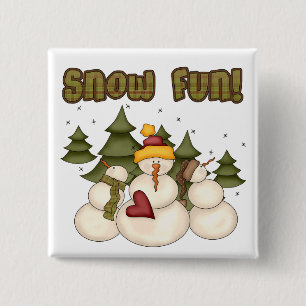 Snow Fun Two Tshirts and Gifts 15 Cm Square Badge