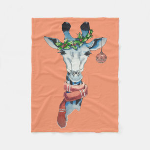 Snow giraffe fleece blanket