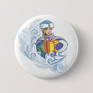 Snow Girl 6 Cm Round Badge