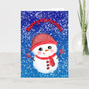 Snow girl Merry Christmas Holiday Card
