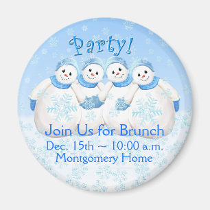 Snow Girls Christmas Brunch Invitation Magnet