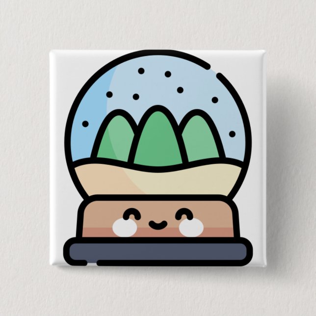 snow globe 15 cm square badge (Front)