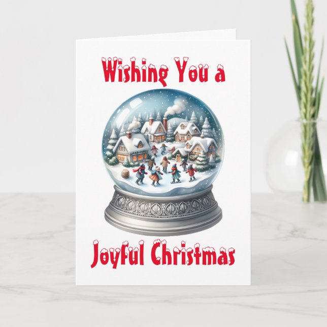 Snow Globe Blank Christmas Holiday Card (Front)