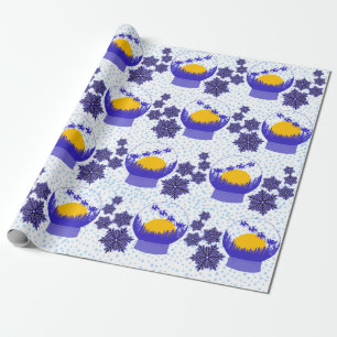 Snow globe blue wrapping paper