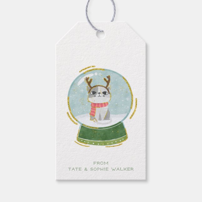 Snow Globe Cat Gift Tags (Front)