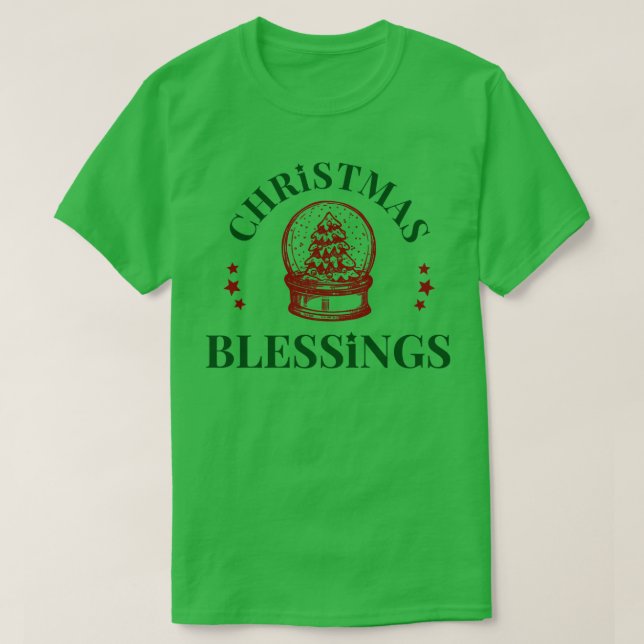 Snow Globe Christmas Blessings T-Shirt (Design Front)