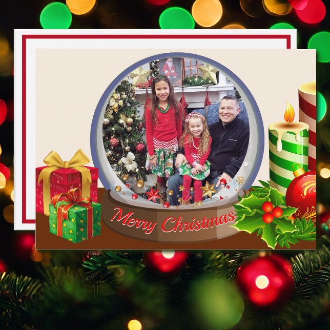 Snow Globe Christmas Family Kids Photo Holiday Card (Creator Uploaded)
