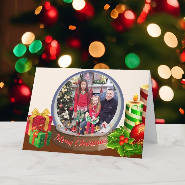 Snow Globe Christmas Family Kids Photo Holiday Card (Creator Uploaded)