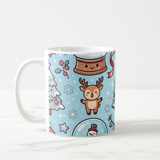 Snow Globe Christmas Mug – Cute Winter Pattern (Left)