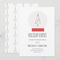 Snow Globe Christmas Party Simple Tree Invitation