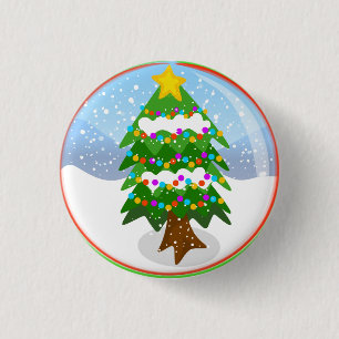 Snow Globe Christmas Tree Button