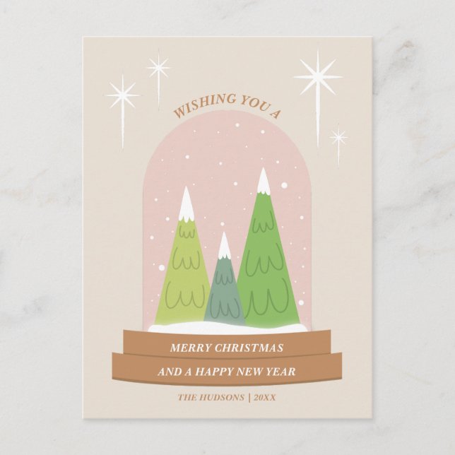 Snow Globe Custom Family Holiday Card (Front)