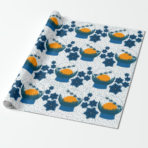Snow globe dark-blue wrapping paper 