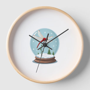 Snow Globe Dragonfly Clock