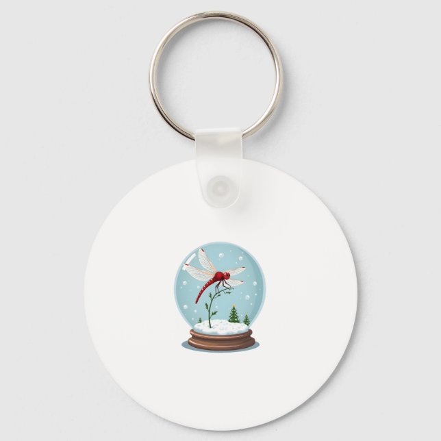 Snow Globe Dragonfly Key Ring (Front)